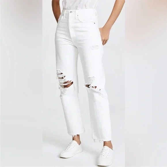 AGOLDE 90s Mid Rise Loose Fit in White Out Size 27